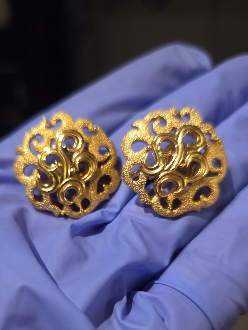 Vintage Avon Gold Filigree Clip On Round Statement Earrings